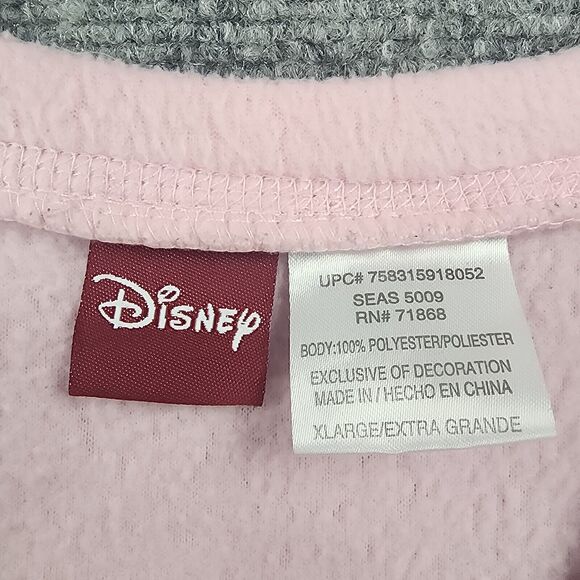 Disney Tinker Bell Sweatshirt Womens XL Pink Long Sleeve V Neck Cozy Fleece - Picture 2 of 14